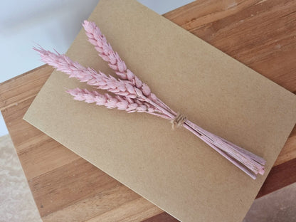 Postal de flores preservadas - Trigo Baby Pink