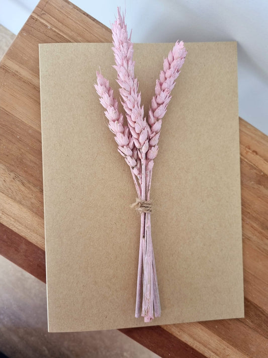 Postal de flores preservadas - Trigo Baby Pink